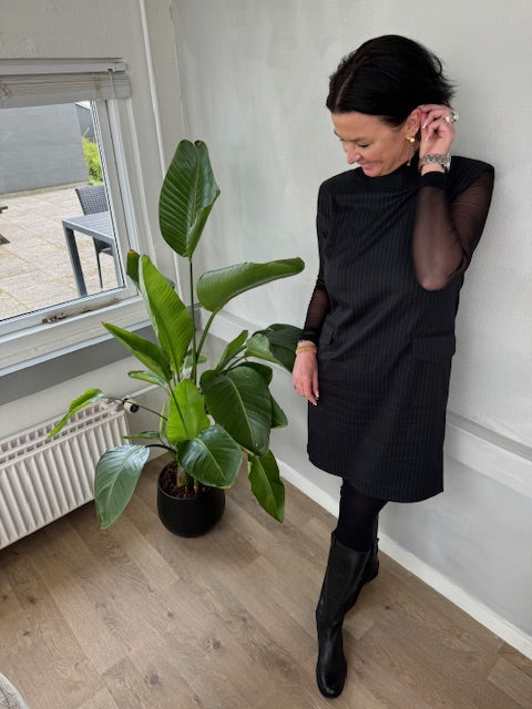 Co´Couture Kjole - IdaCC Pin Rib Turtleneck Kjole i Dark Grey