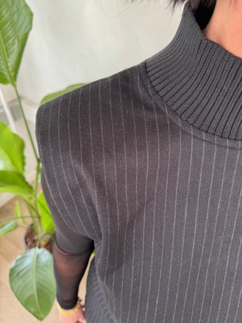 Co´Couture Kjole - IdaCC Pin Rib Turtleneck Kjole i Dark Grey