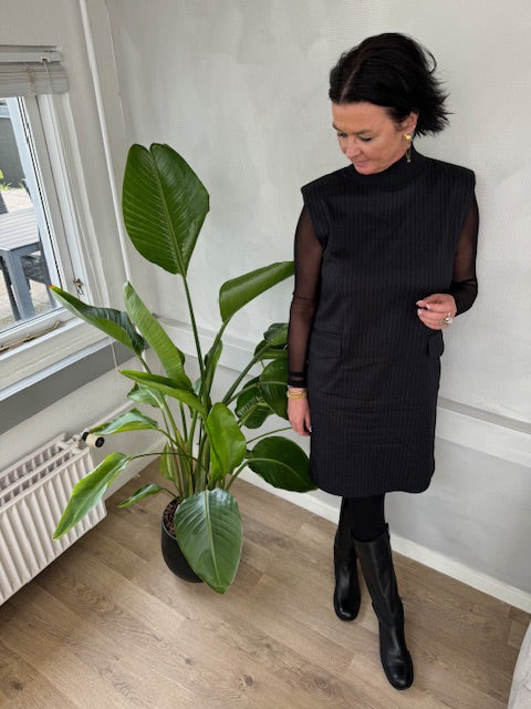 Co´Couture Kjole - IdaCC Pin Rib Turtleneck Kjole i Dark Grey