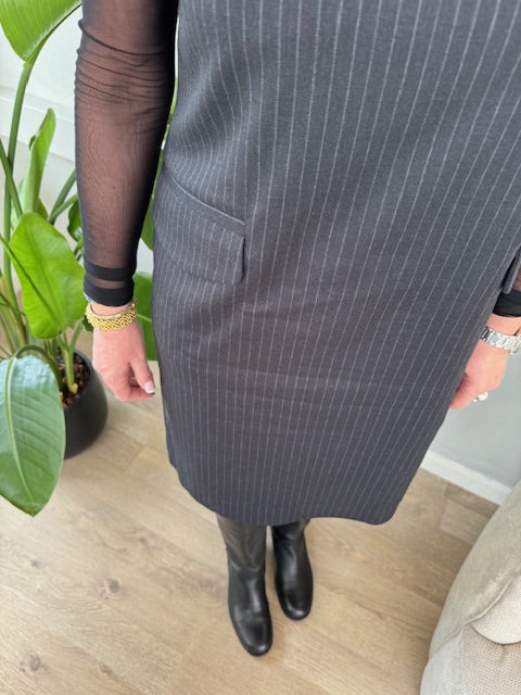 Co´Couture Kjole - IdaCC Pin Rib Turtleneck Kjole i Dark Grey