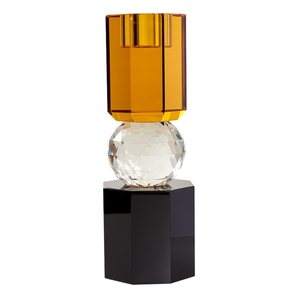 C´est Bon Lysestage - Høj Vendbar Krystal Lysestage i Sort, Rav, Klar