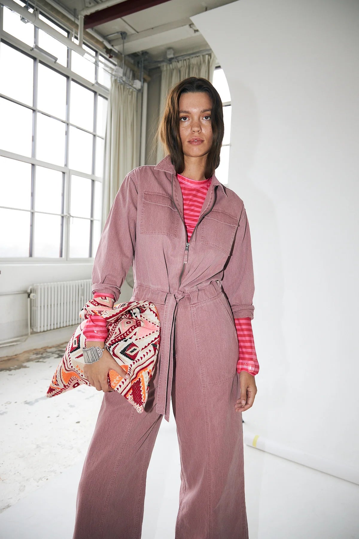 Lollys Laundry Bluse - IrieLL LS Mesh Bluse i Pink Strib