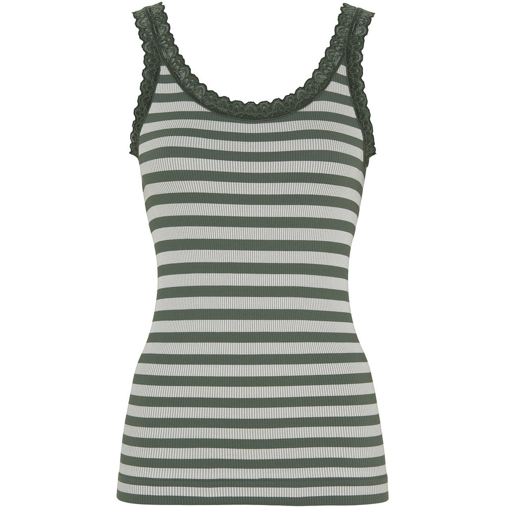 Tim & Simonsen Top - Isa Stribet Rib Top i Olivia-Bianco