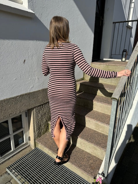 Tim & Simonsen Top - Joy LS Stribet Kjole i Nero-Rosa Antico