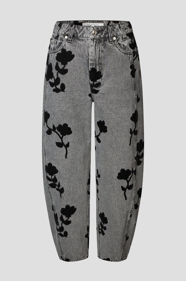 Second Female Jeans - Lawrissa Denim Barrel Jeans i Grå