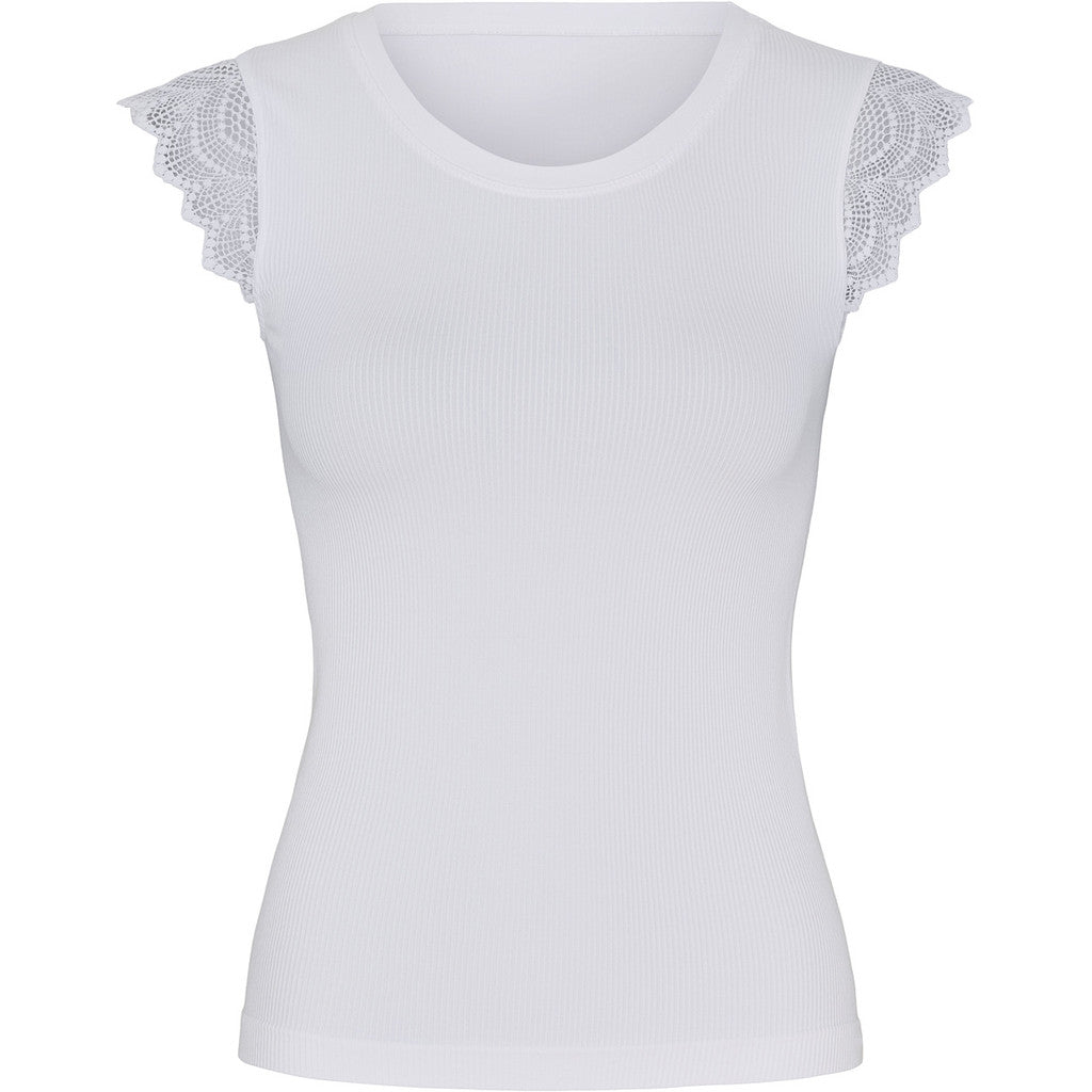 Tim & Simonsen Top - Lillebeth Rib Top i Bianco Hvid
