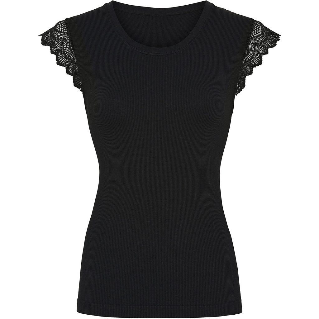 Tim & Simonsen Top - Lillebeth Rib Top i Nero Sort