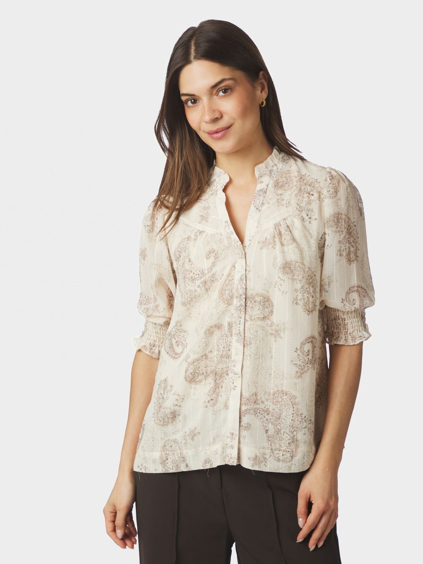 Neo Noir Bluse - Diana Faded Paisley Bluse I Sand