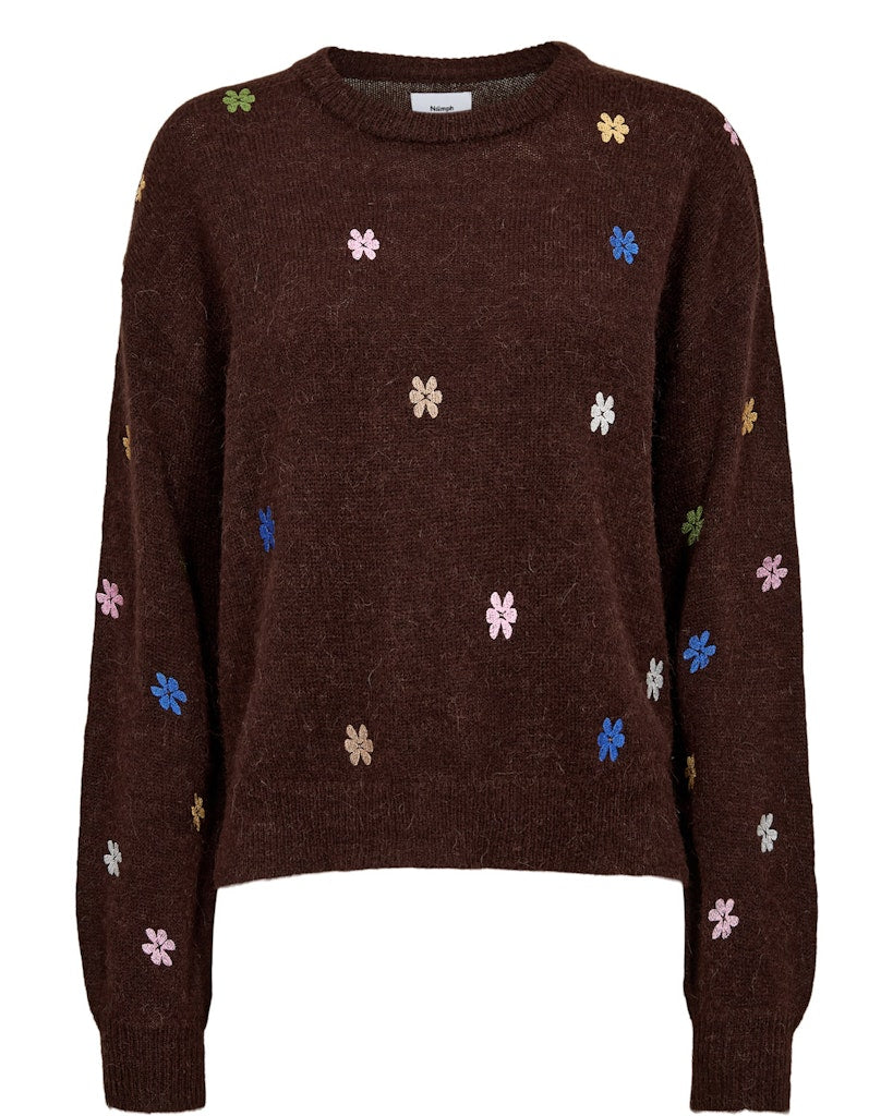 Nümph Strik - NuFloorie Strik Bluse i Black Coffee