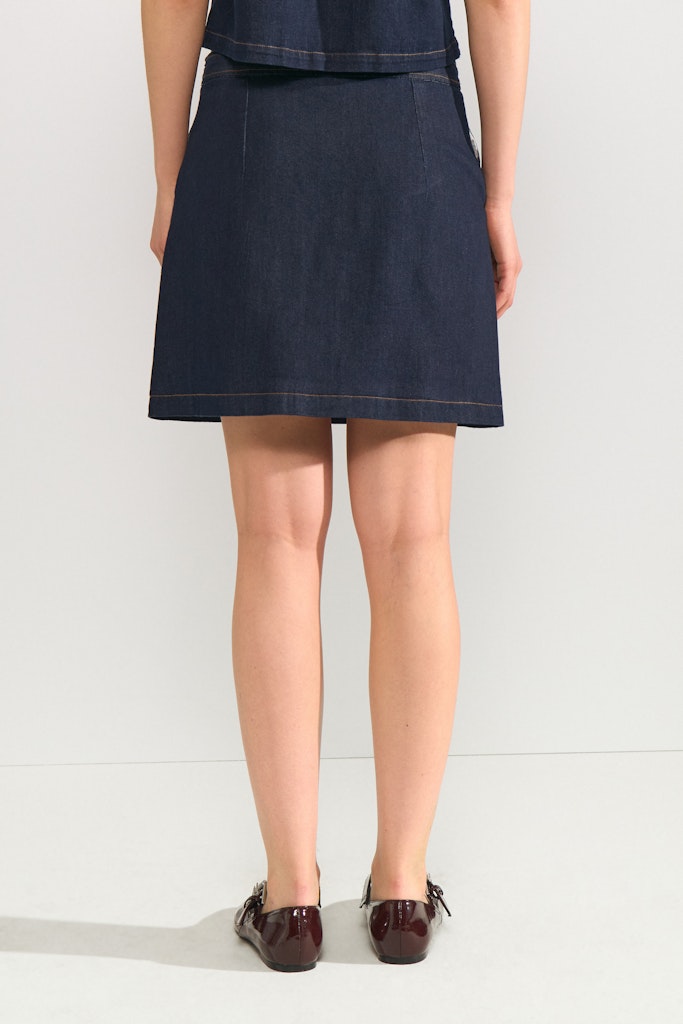 Nümph Nederdel - NuAletta Mini Denim Nederdel i Dark Blue Denim