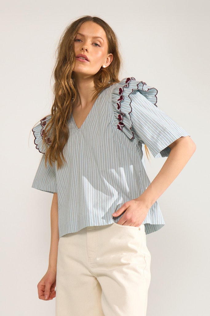 Nümph Bluse - NuDitty Bluse i Floaty Blue Strib