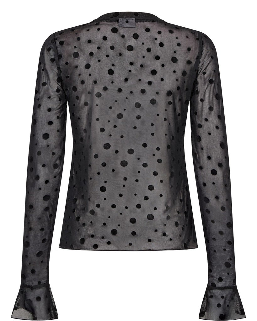 Nümph Bluse - NuEvita LS Mesh Bluse i Caviar Sort