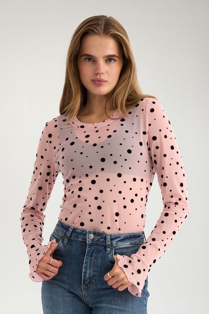 Nümph Bluse - NuEvita LS Mesh Bluse i Peachskin