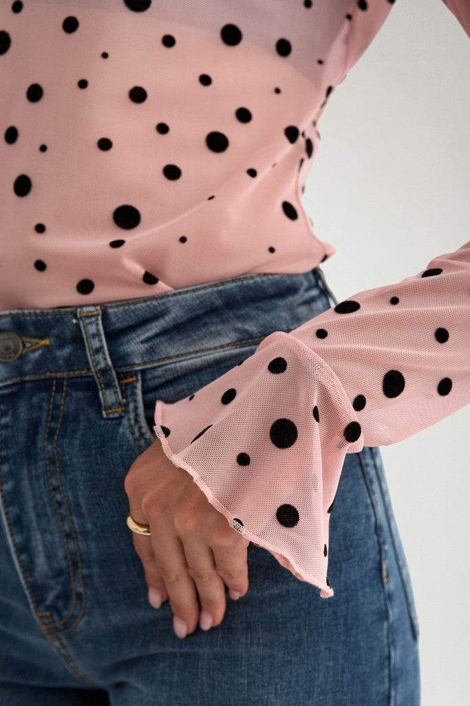 Nümph Bluse - NuEvita LS Mesh Bluse i Peachskin