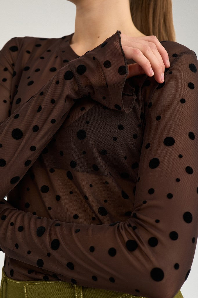 Nümph Bluse - NuEvita LS Mesh Bluse i Chocolate Plum