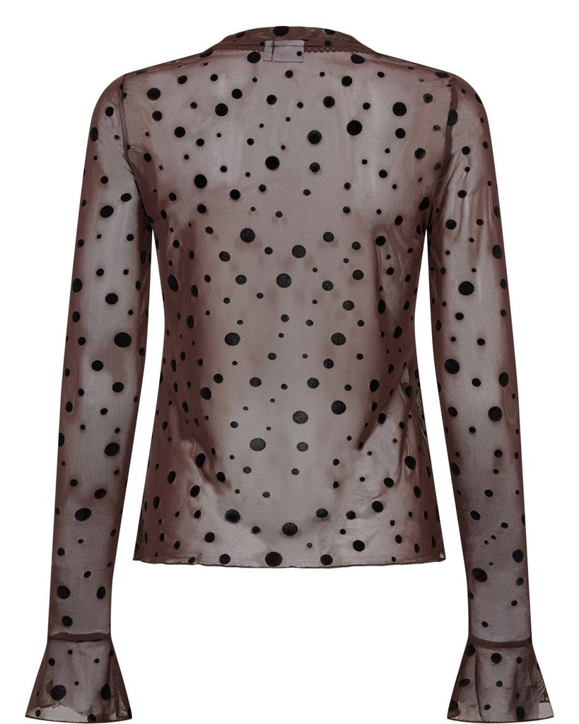 Nümph Bluse - NuEvita LS Mesh Bluse i Chocolate Plum