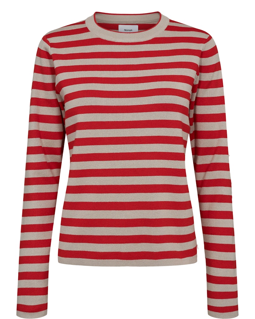 Nümph Strik - Nustripy Strik Bluse i Fiery Red