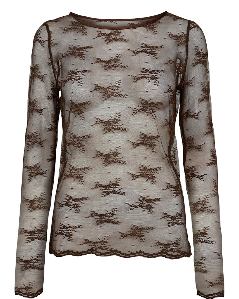 Nümph Bluse - NuNatalia Mesh Bluse i Emperador Brun