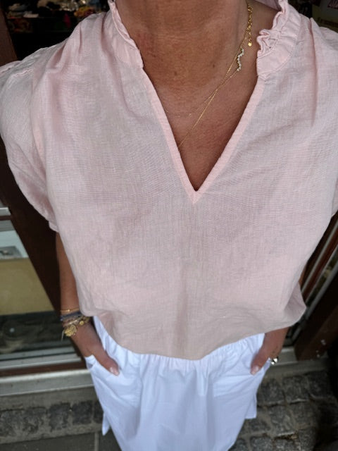 Neo Noir Bluse - Odesa Linen Bluse i Rose Smoke