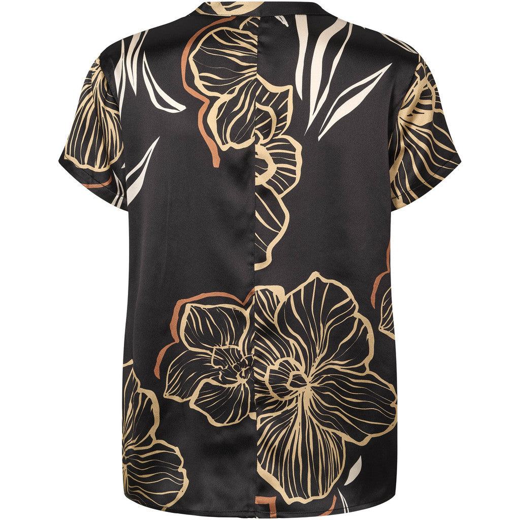 PBO Bluse - PBOBlaine Silke Top i Black Print