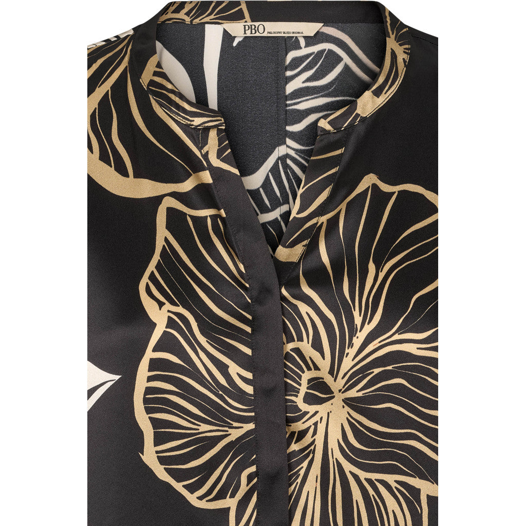 PBO Bluse - PBOBlaine Silke Top i Black Print