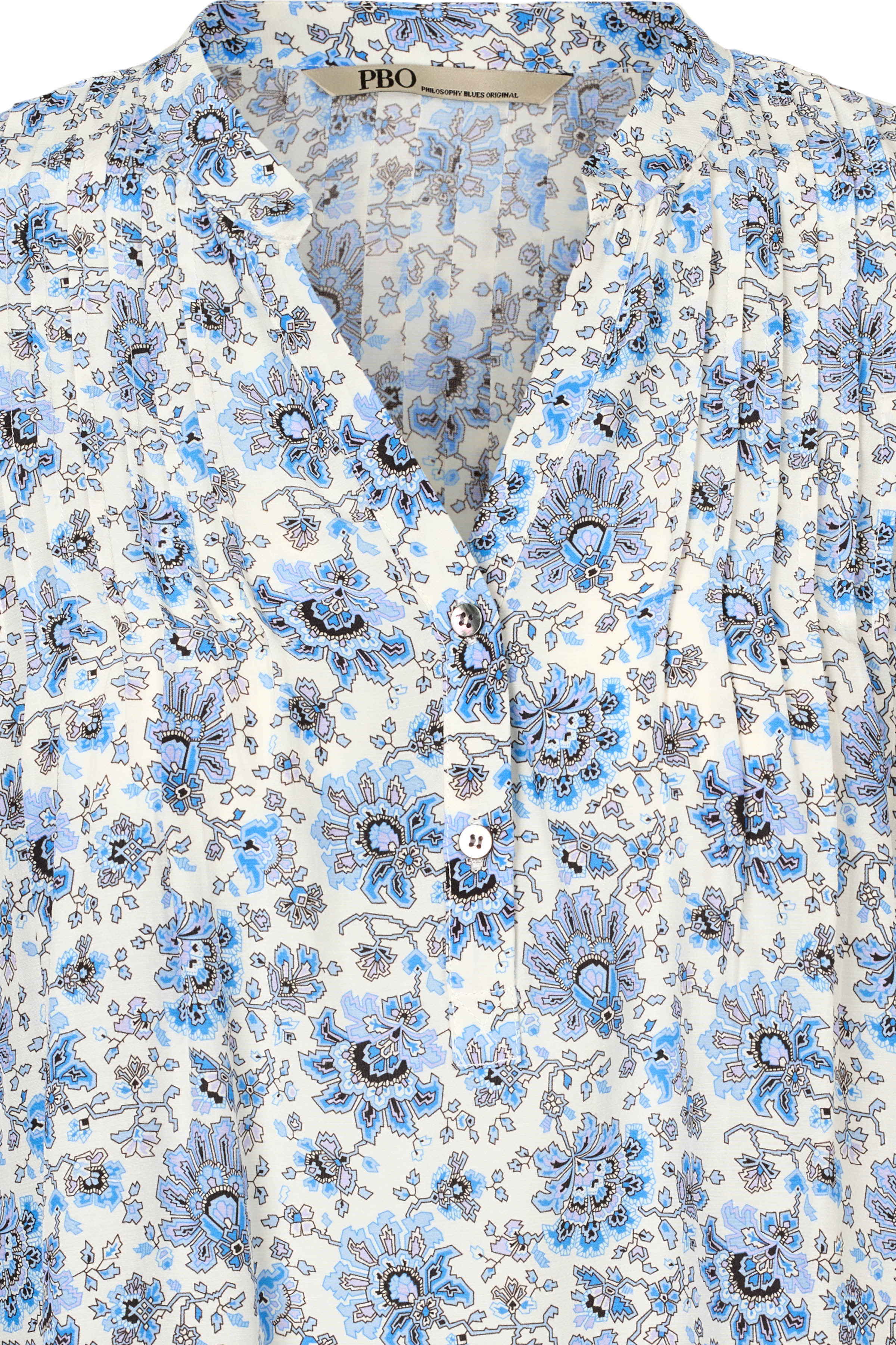 PBO Top - PBOJonmoi Bluse i Blue-Off White