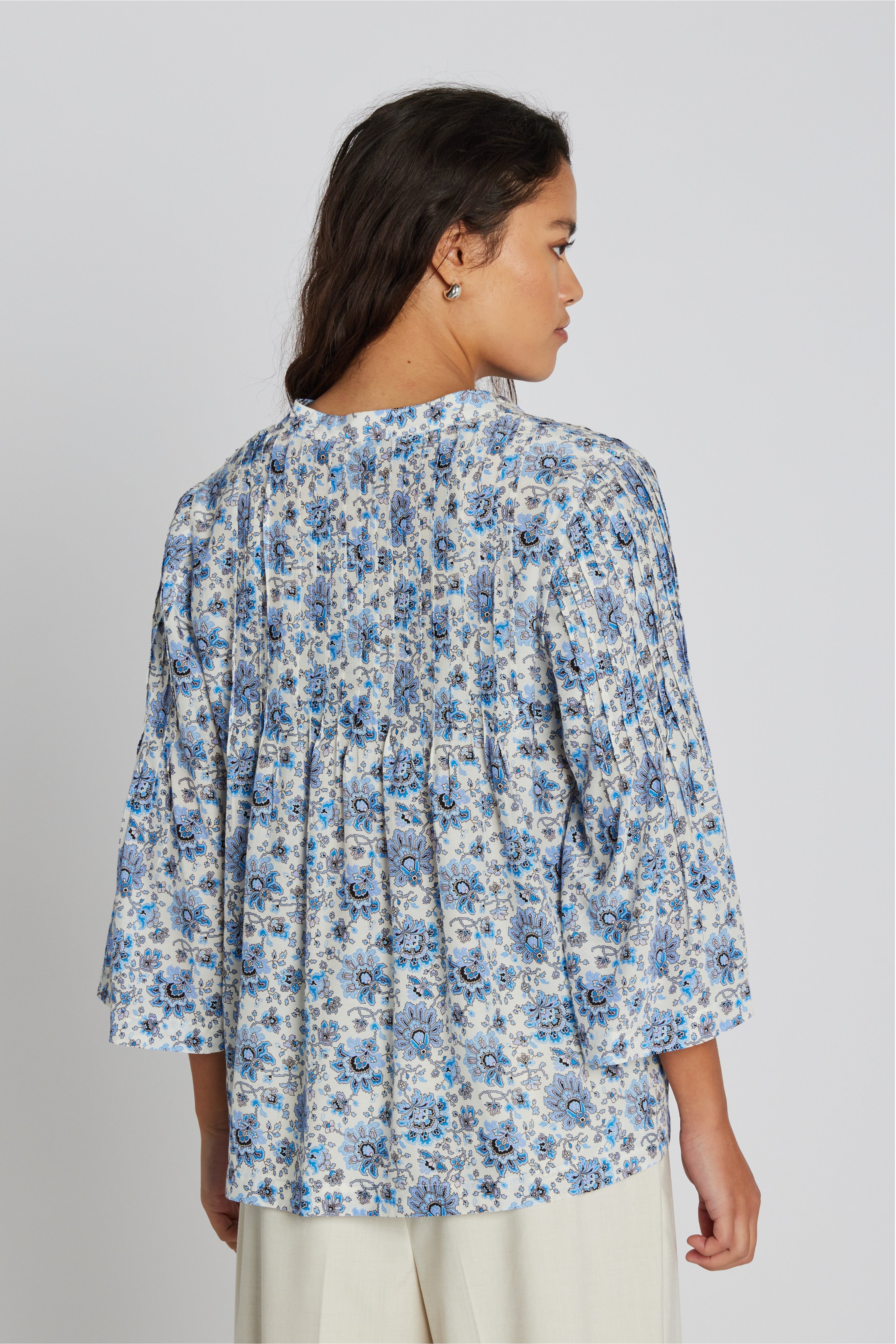 PBO Top - PBOJonmoi Bluse i Blue-Off White