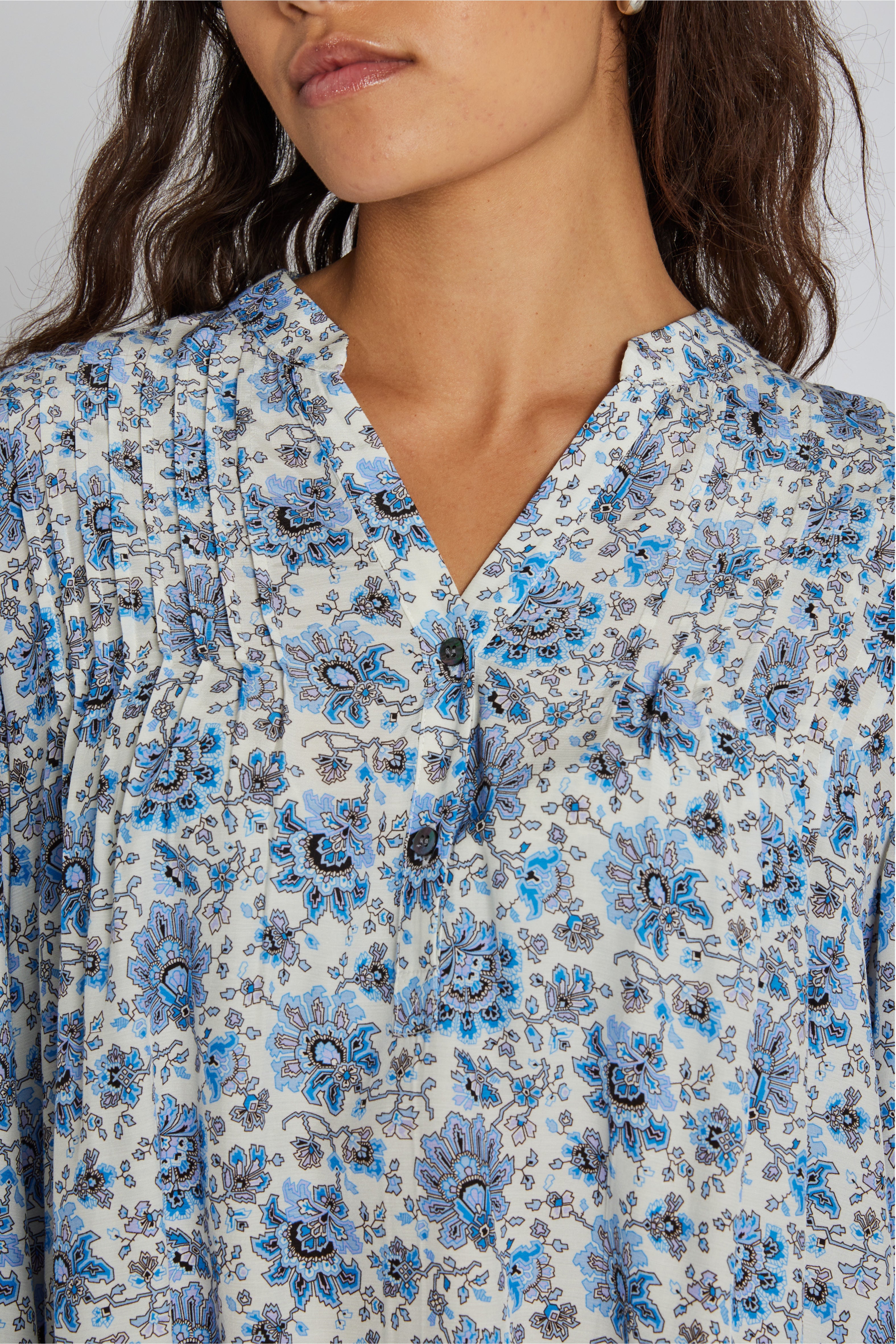 PBO Top - PBOJonmoi Bluse i Blue-Off White