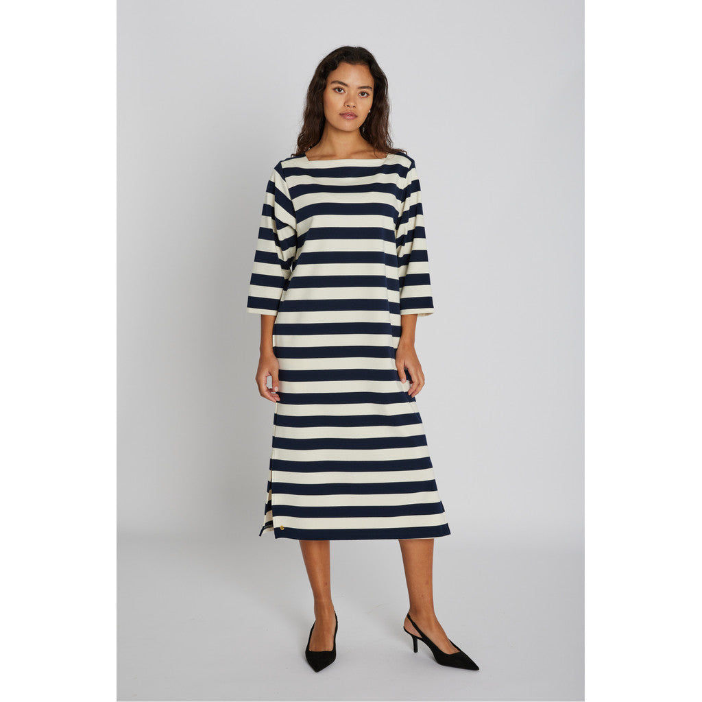 PBO Kjole - PboMary Kjole i Off-White-Navy Strib