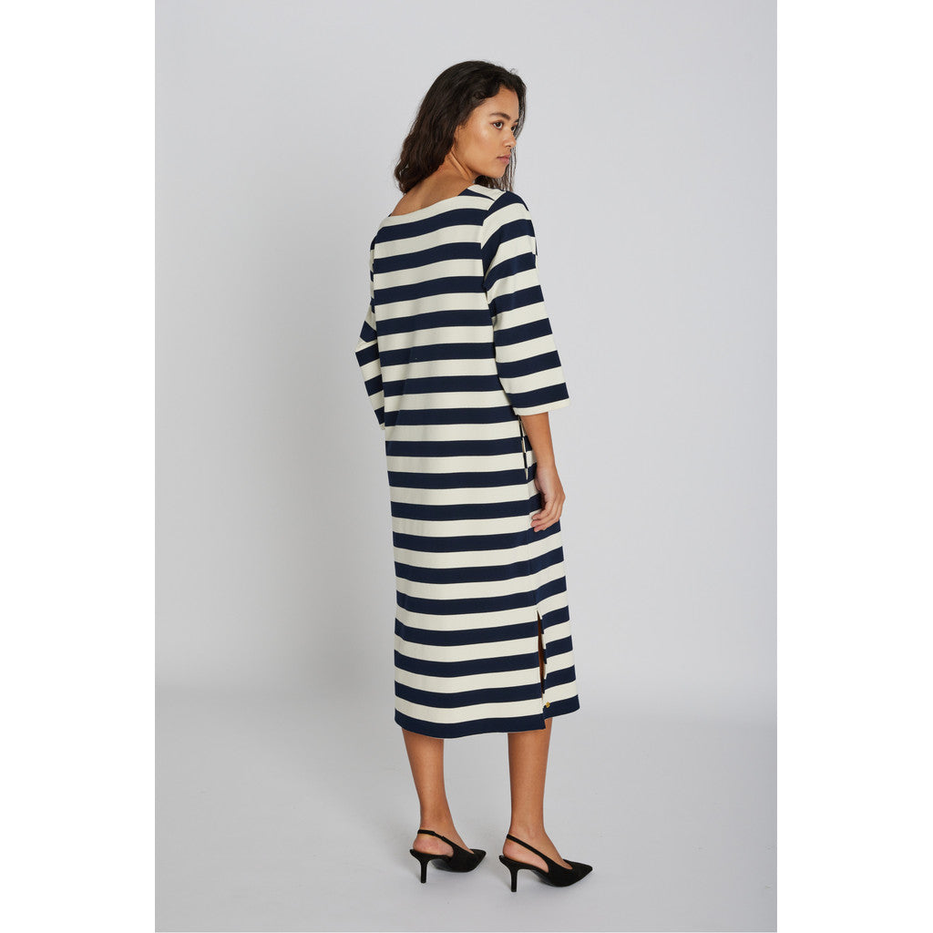 PBO Kjole - PboMary Kjole i Off-White-Navy Strib