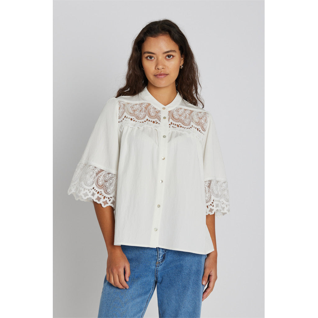 PBO Top - PBOMicaela Bluse i Star White