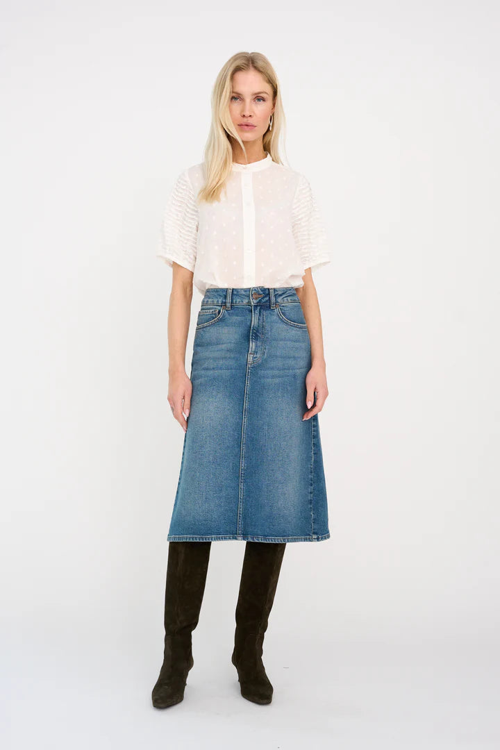 Pieszak Nederdel - PD-Amanda Denim Nederdel Wash Melfi Denim Blue
