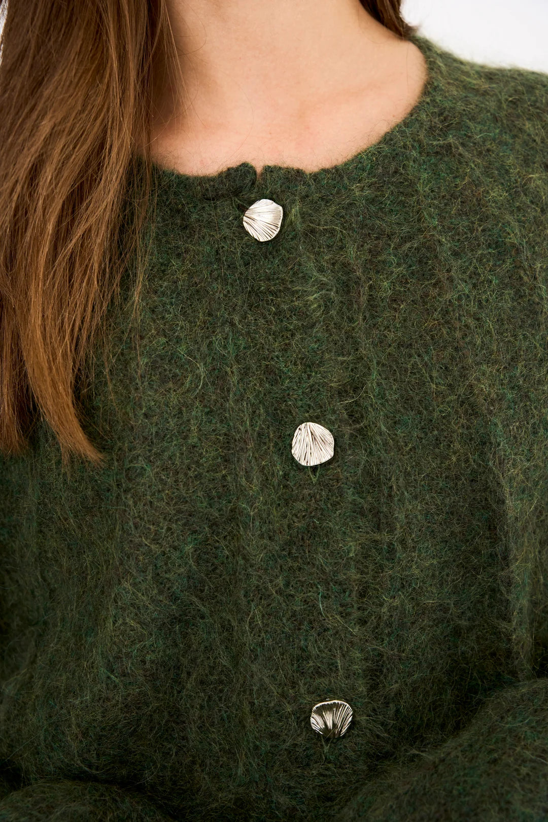 Pieszak Cardigan - PD-Maddie LS Strik Cardigan i Shadow Green Melange