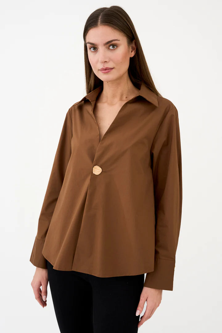 Pieszak Skjorte - PD-Tulip Poplin Botton Skjorte i Toffee