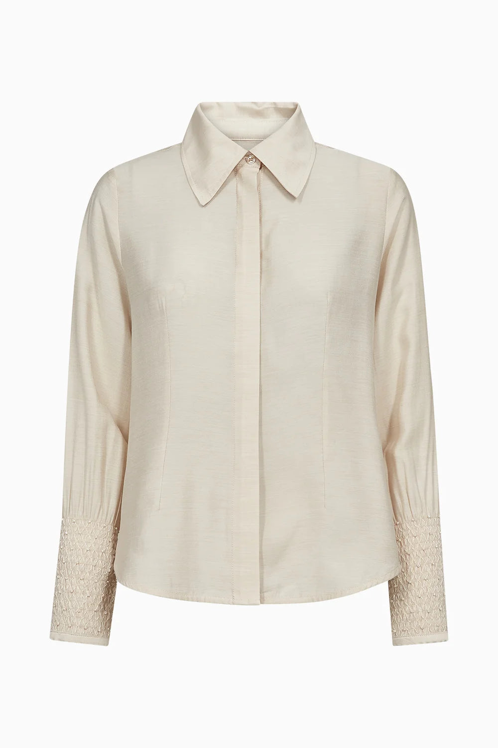 Pieszak Skjorte - PD-Viola Beaded Skjorte i Oyster White Melange