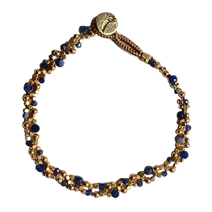 IBU Jewels - PE12 Peggy Stone Lace Armbånd i Guld Lace Blue Sodalite