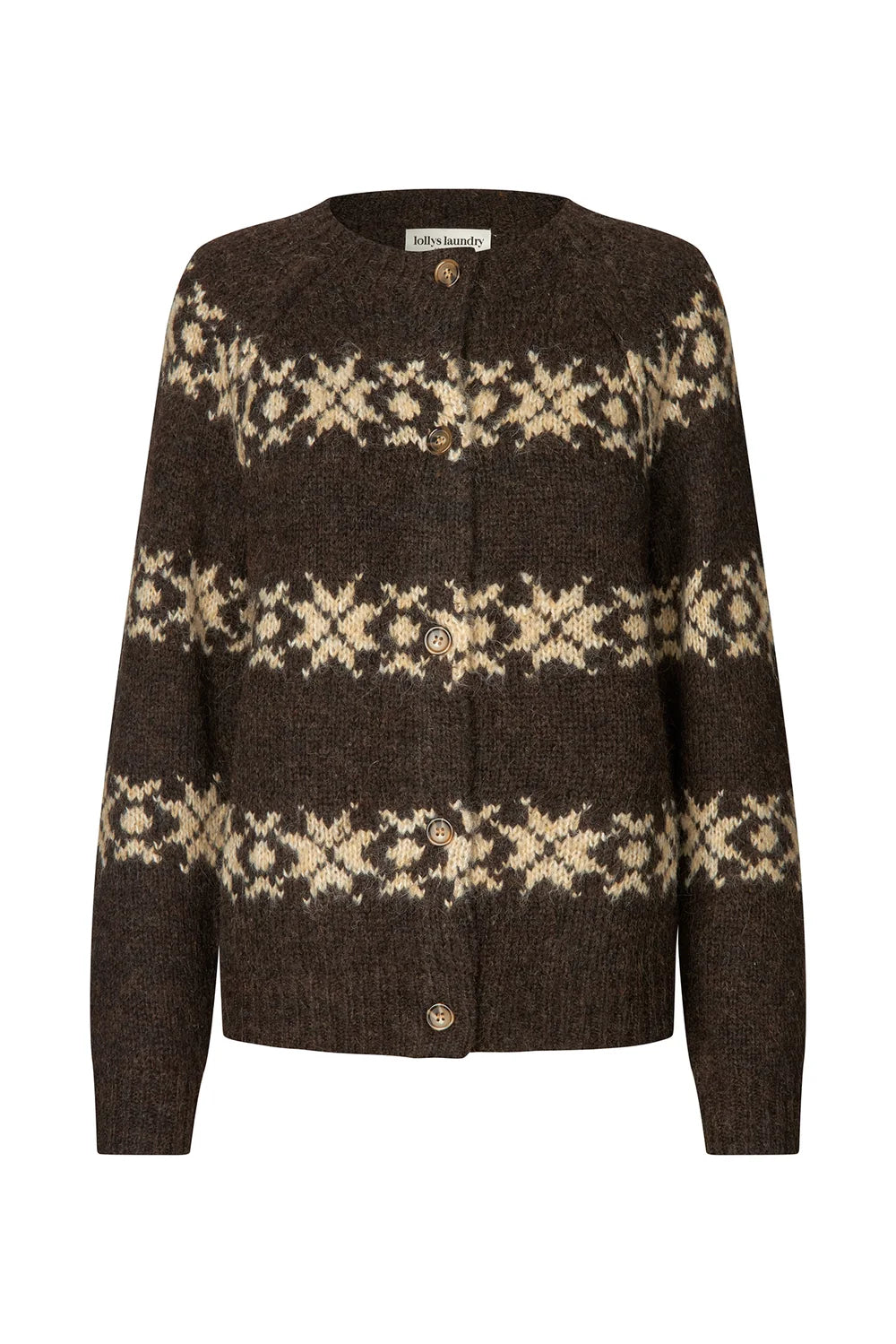 Lollys Laundry Cardigan - PadovaLL Strik Cardigan i Dark Mocca