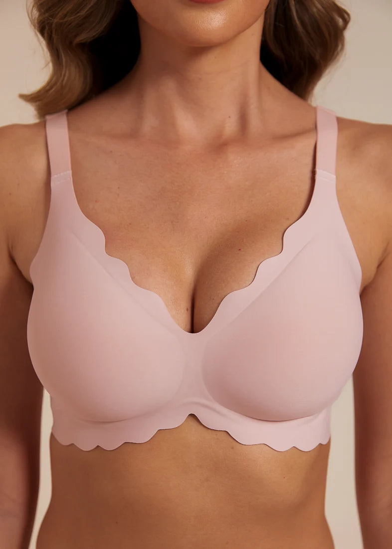FemiFemme Undertøj - SoftScallop Full Coverage Bøjlefri BH i Soft Pink