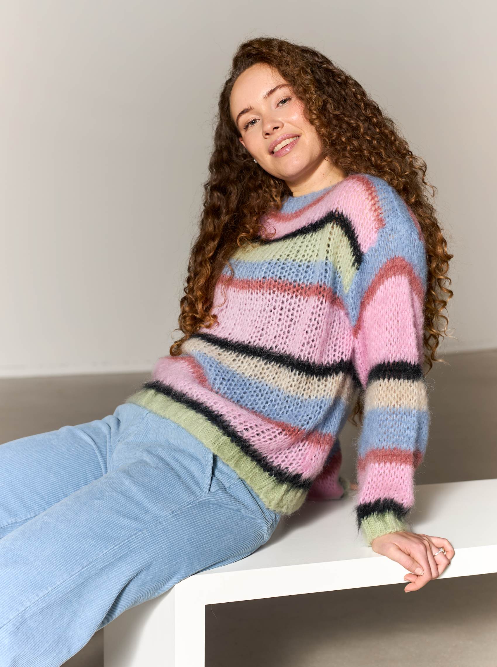 Black Colour Strik - BcFrey Stribet Strik i Soft Candy