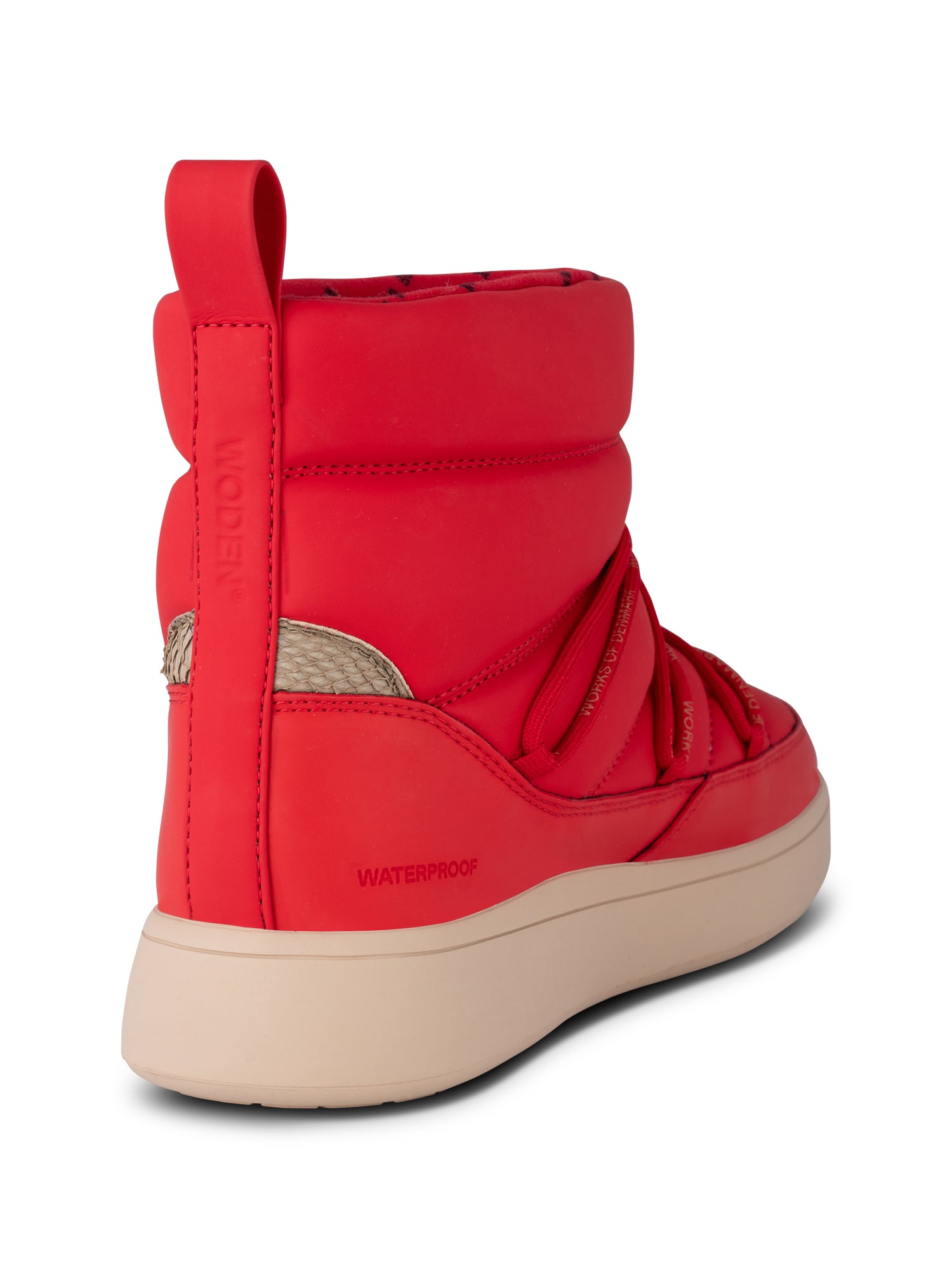 Woden Støvle - Isa Lace Waterproof Støvle i Fire Red
