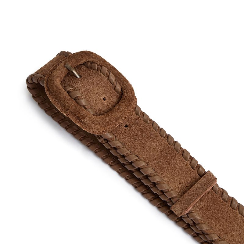 Depeche Bælte - 17178 Jeans Bælte Med Flettet Kant i Dark Camel