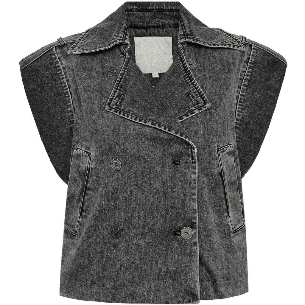 Gossia Vest - AlfridaGO Denim Vest i Black Snow Wash