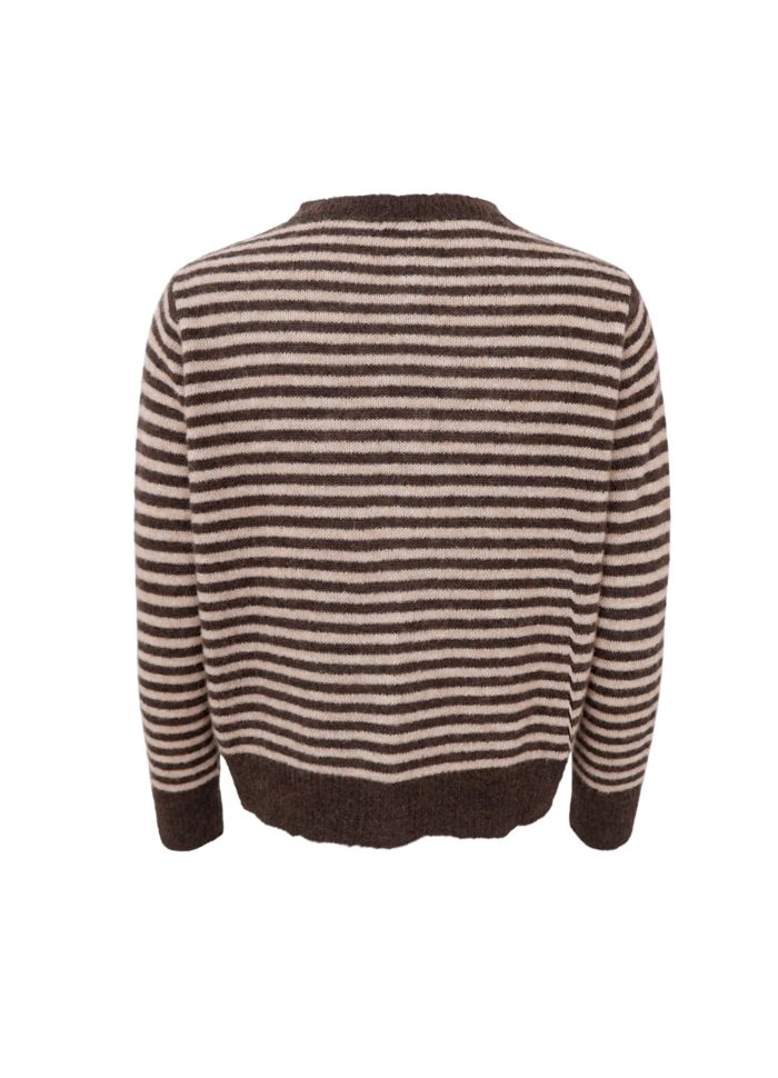 Black Colour Cardigan - BcDell Stribet Strik Cardigan I Coffee