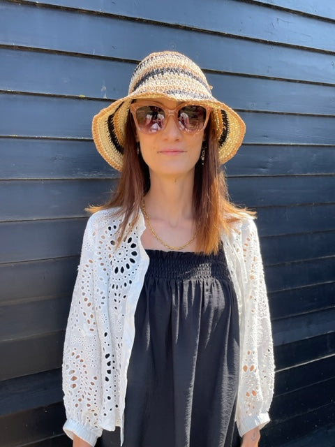 Black Colour - BcKira Strå Hat i Beige/Sort