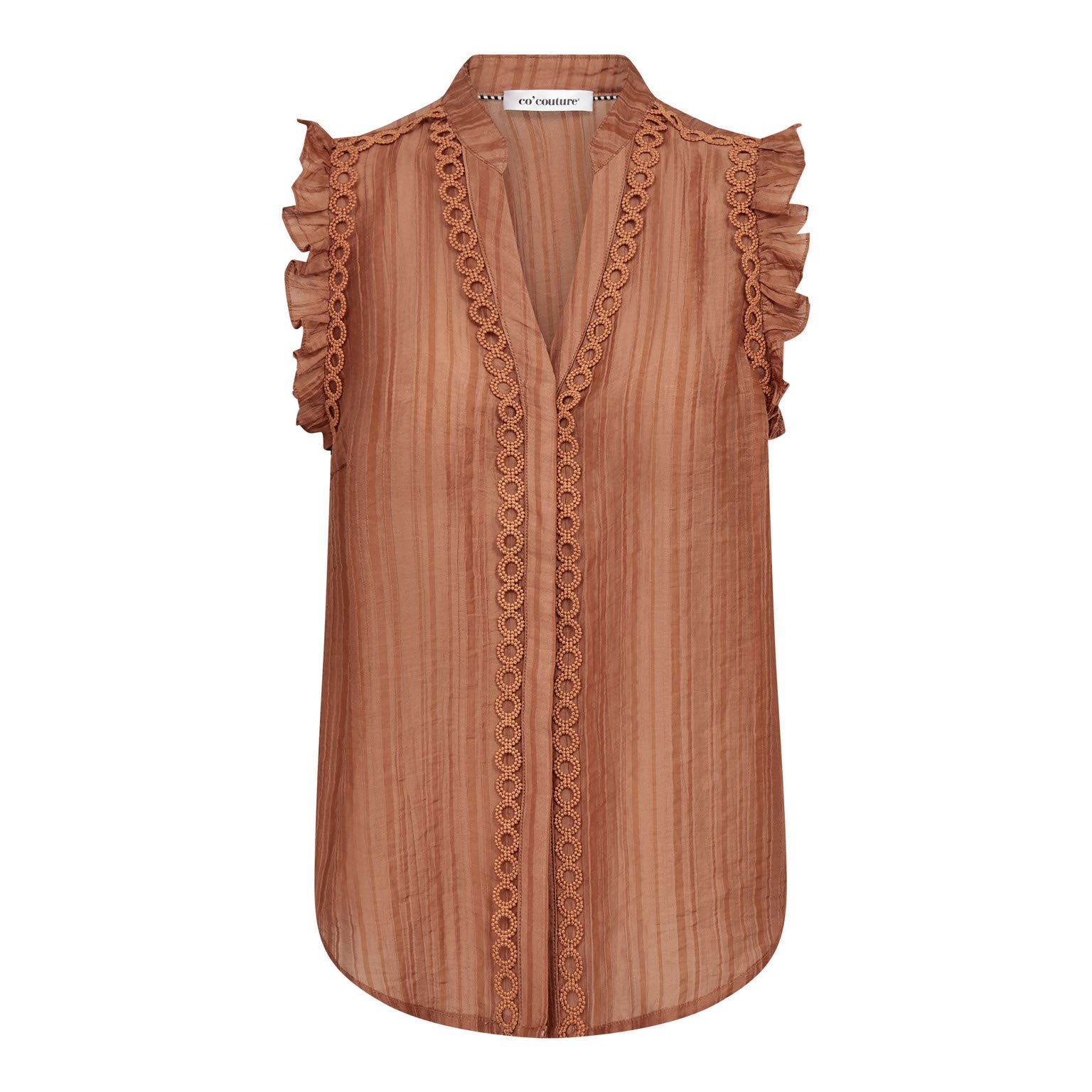 Co´Couture Top - Reggiecc Frill Top Suntan