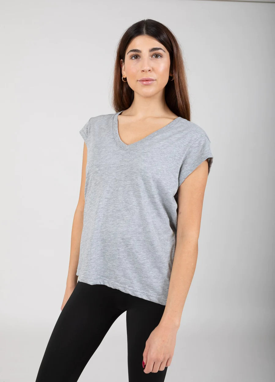 Coster Copenhagen T-shirt - CC-Heart Basic T-shirt V-Hals i Light Grey Melange