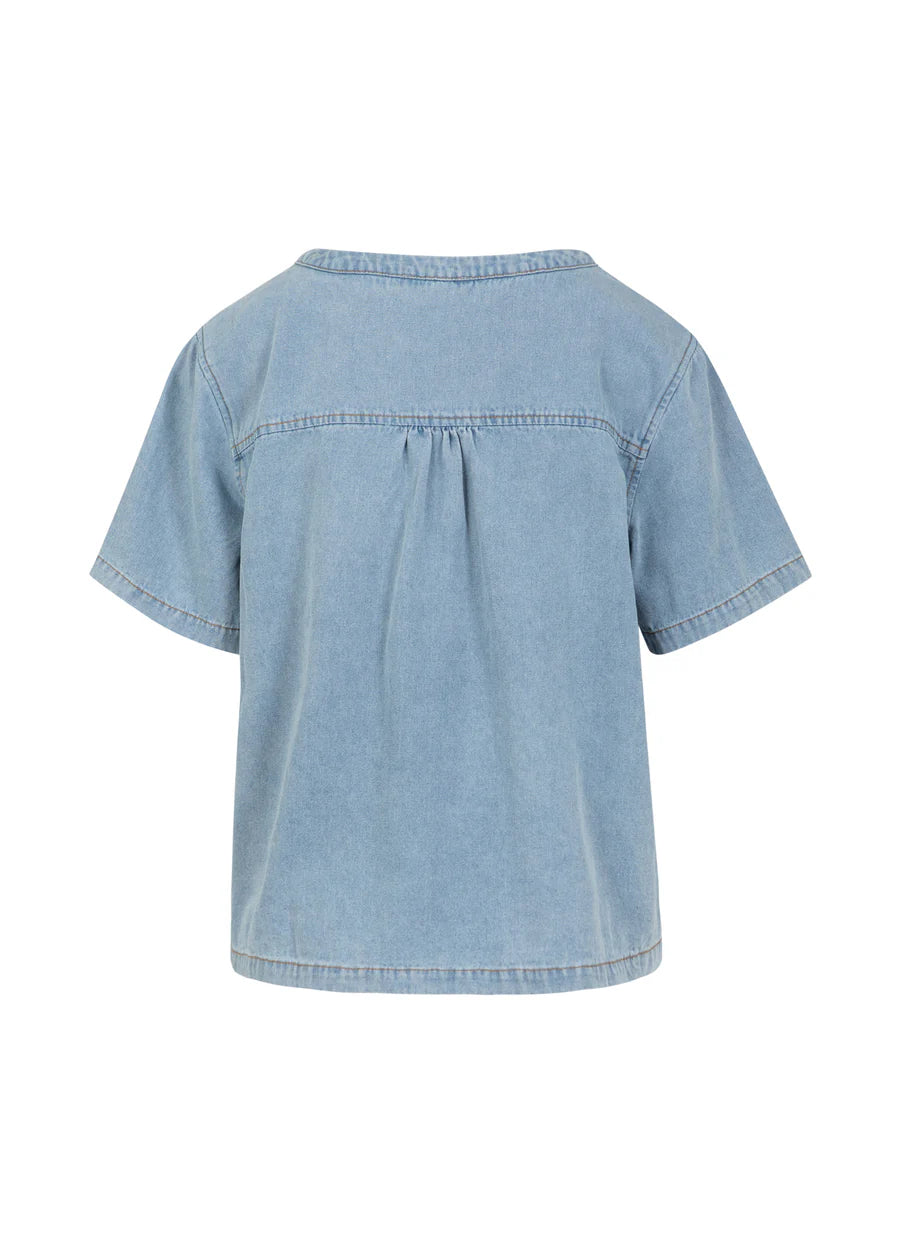 Coster Copenhagen Bluse - CC Heart Ellis Kort Denim Bluse i Denim Blue