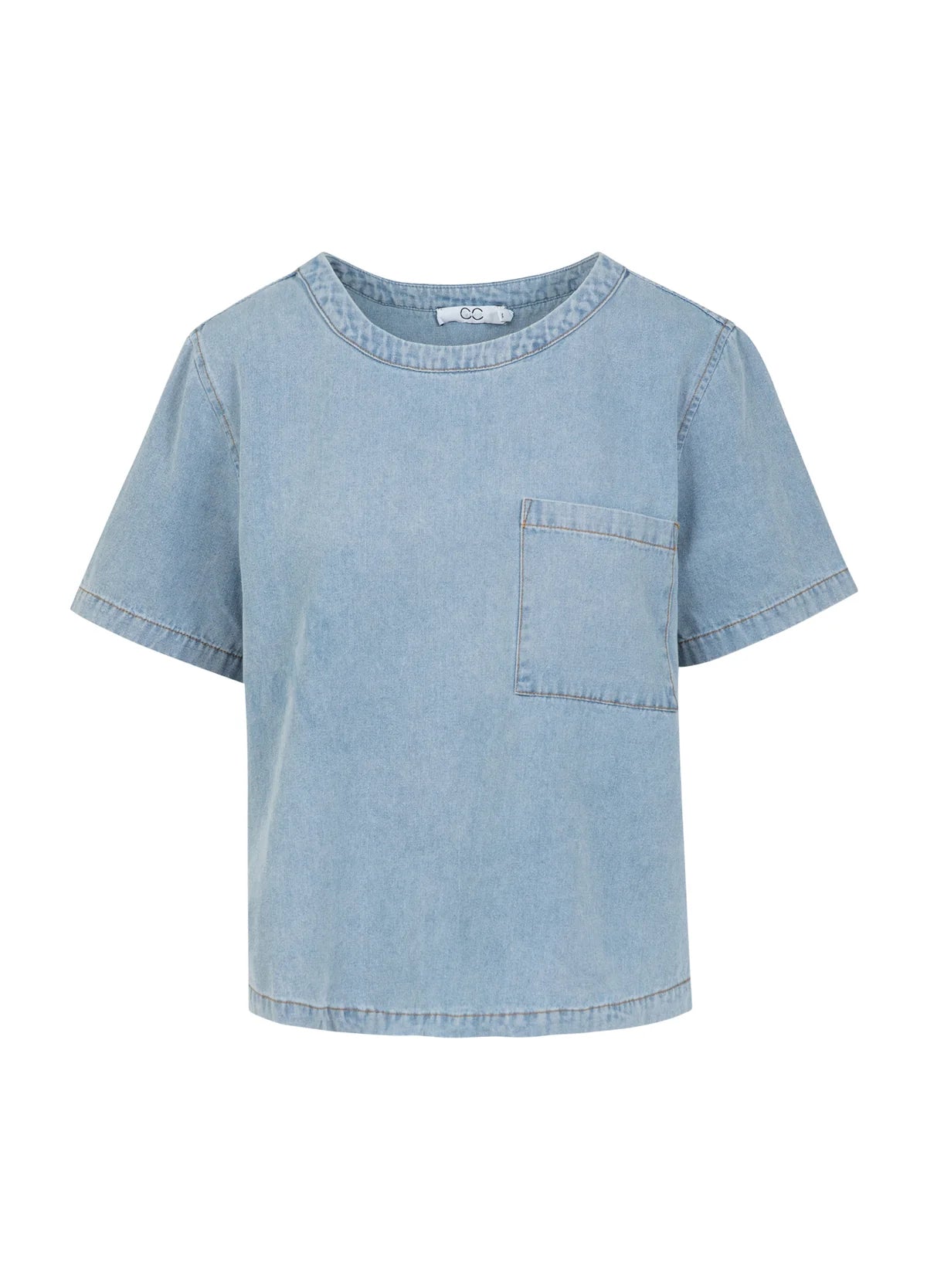 Coster Copenhagen Bluse - CC Heart Ellis Kort Denim Bluse i Denim Blue