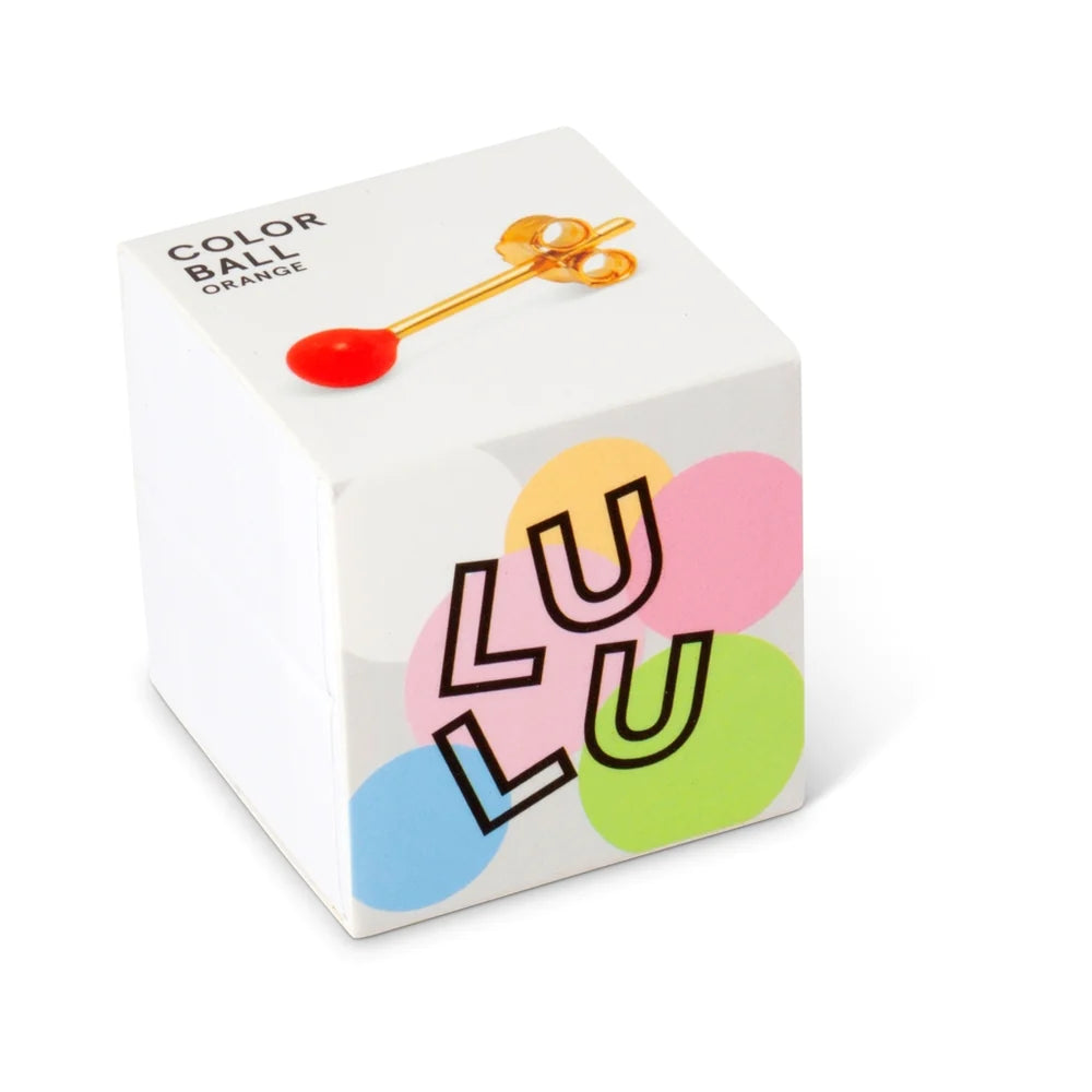 LULU Copenhagen Øreringe - Color Ball Ørering i Orange Enamel