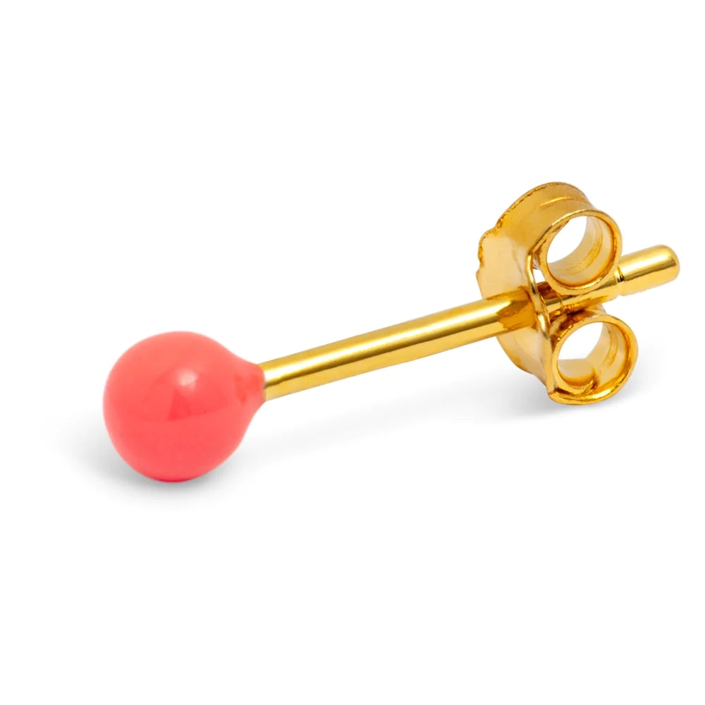 LULU Copenhagen Øreringe - Color Ball Ørering i Orange Enamel